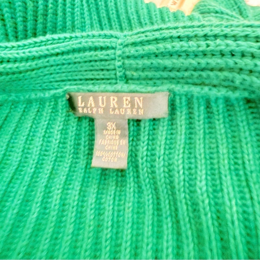 Lauren Ralph Lauren‎ Green Double-Breasted 100% cotton Women's Sweater size 3XL - Picture 9 of 11